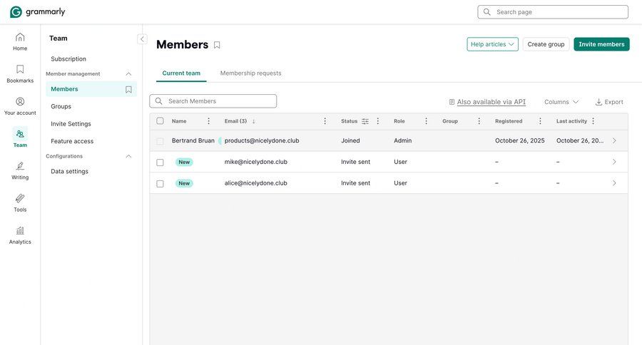 Grammarly screen example