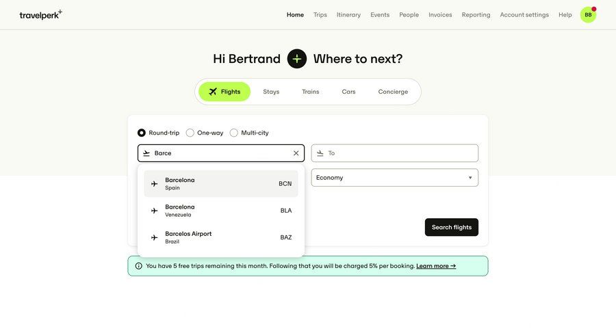 Travelperk screen example