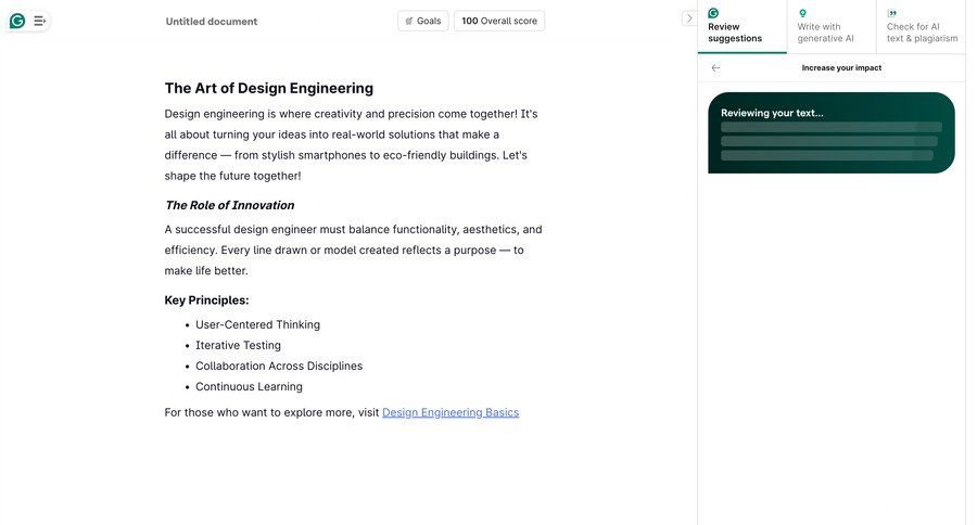Grammarly screen example