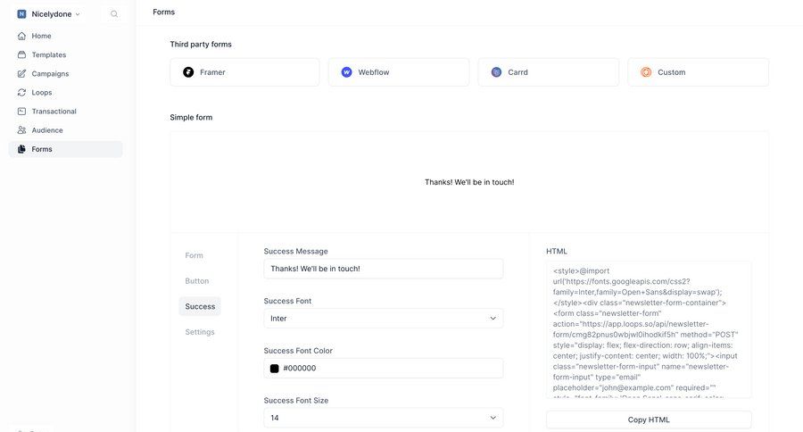 Loops screen example