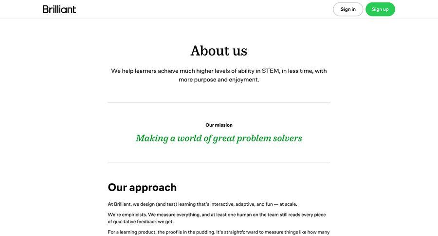 Brillant
				company ui page example