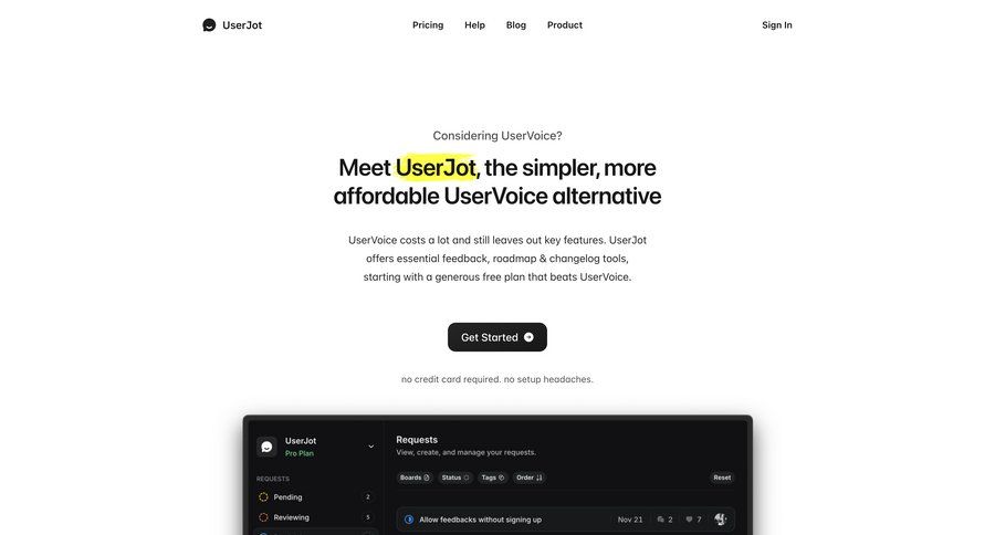 UserJot
				plans & pricing page example