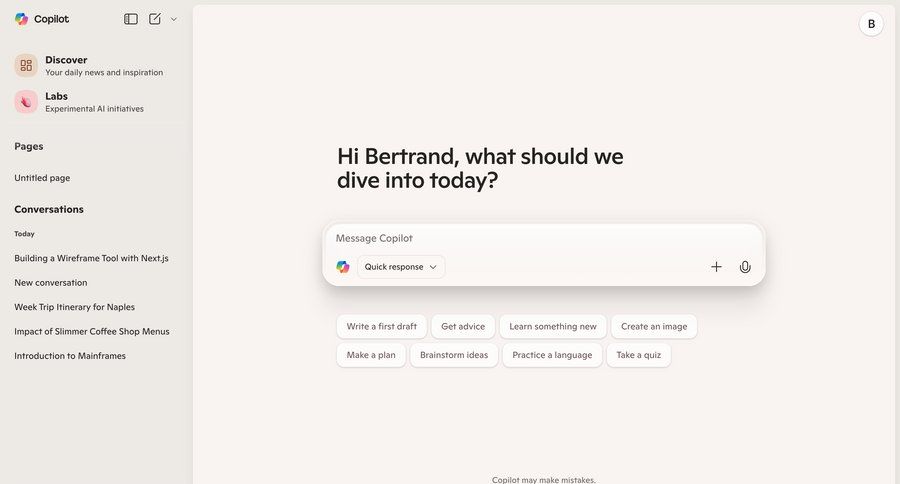 Copilot screen example
