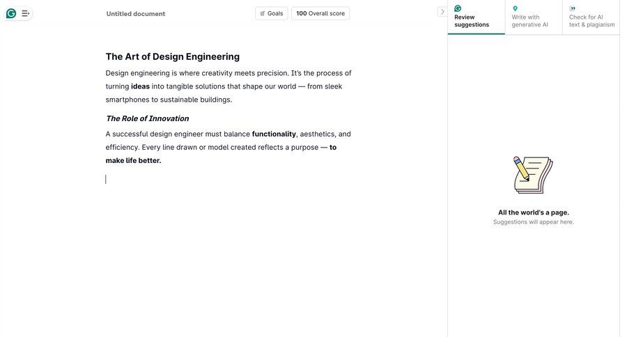 Grammarly screen example