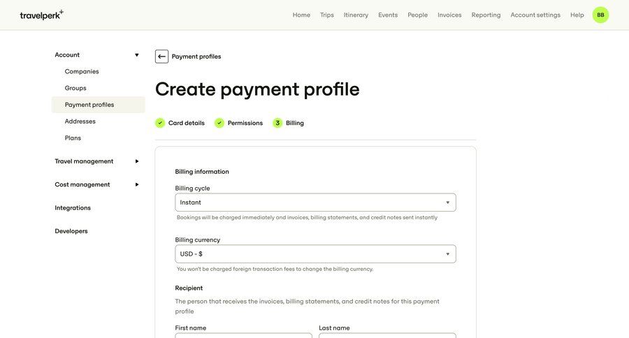 Travelperk screen example