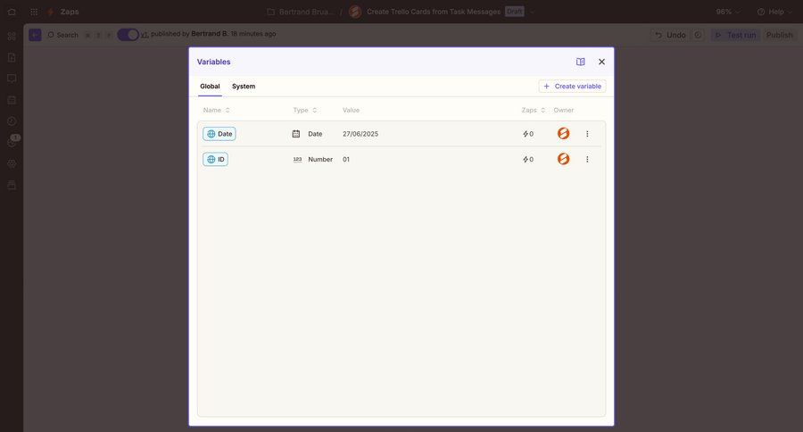 Zapier
			 modal screen data management configuration settings table headers table ui page example