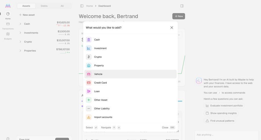 Maybe Finance screen example