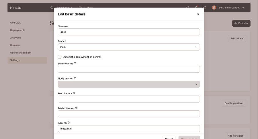 Kinsta screen example