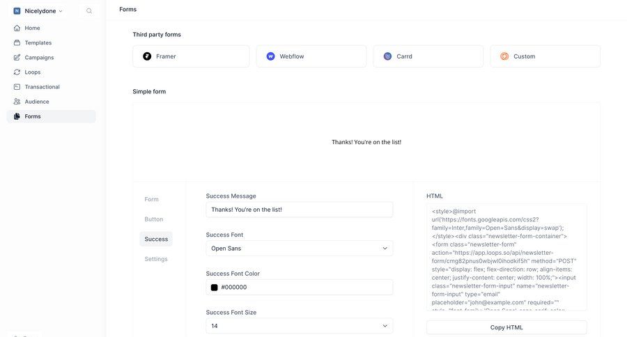 Loops screen example