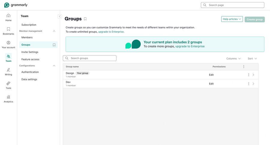 Grammarly screen example