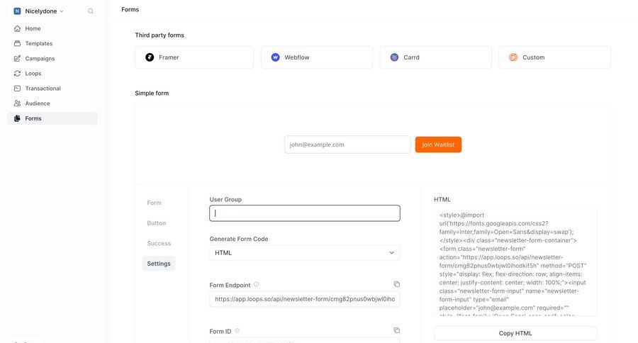 Loops screen example