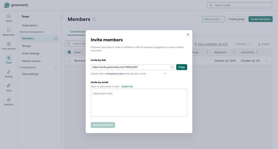 Grammarly screen example