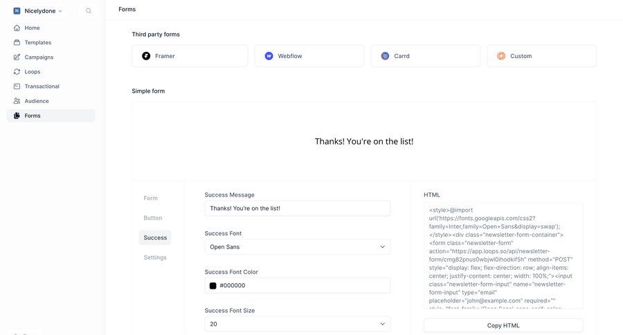 Loops screen example