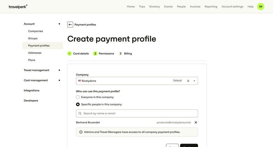 Travelperk screen example
