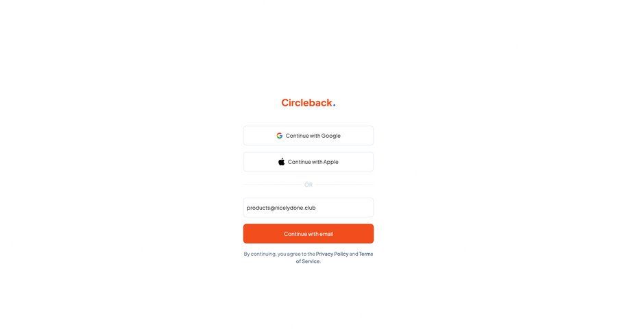 Circleback
				signin page example