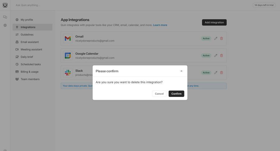 Quin
				settings ui page example