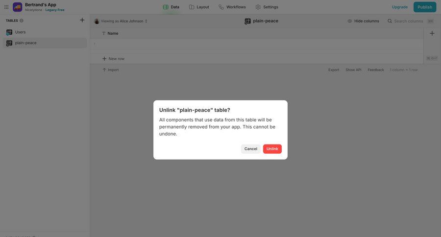 Glide
			modal & popover delete warning state confirmation data management confirmation table ui page example