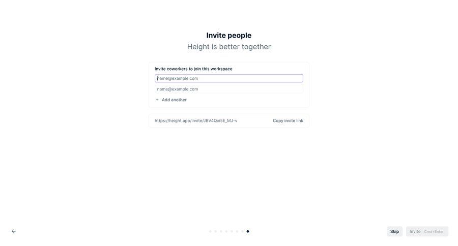 Height inviting first team screen example
