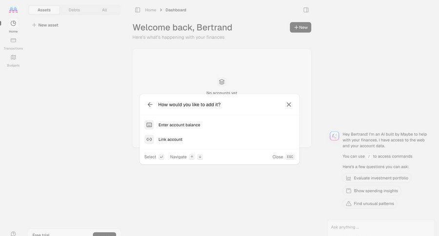 Maybe Finance screen example