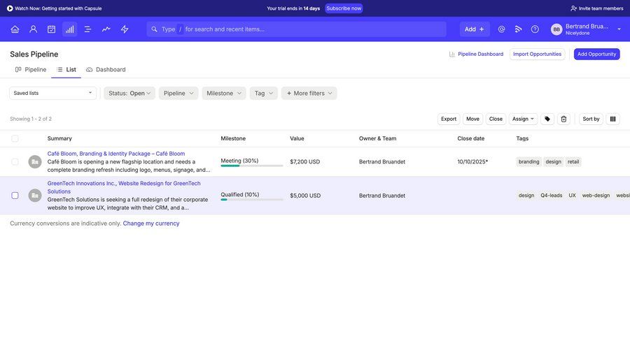 Capsule
			 dashboard project management export progress tracking tagging dropdown filters table ui page example