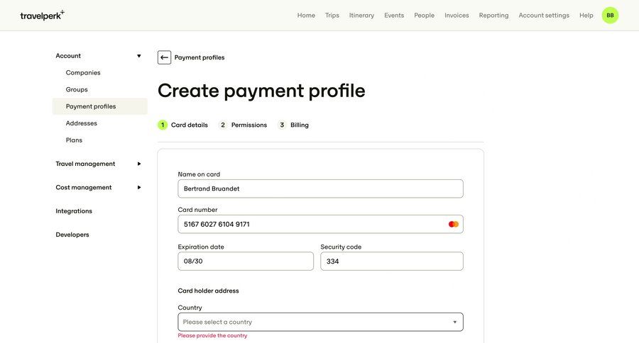 Travelperk screen example
