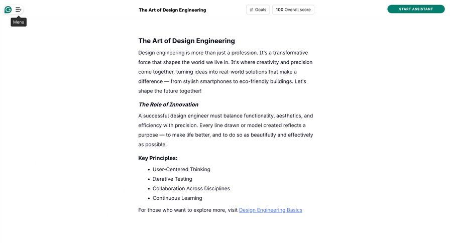 Grammarly screen example