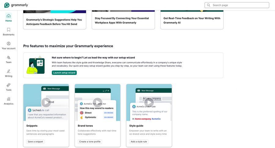 Grammarly screen example