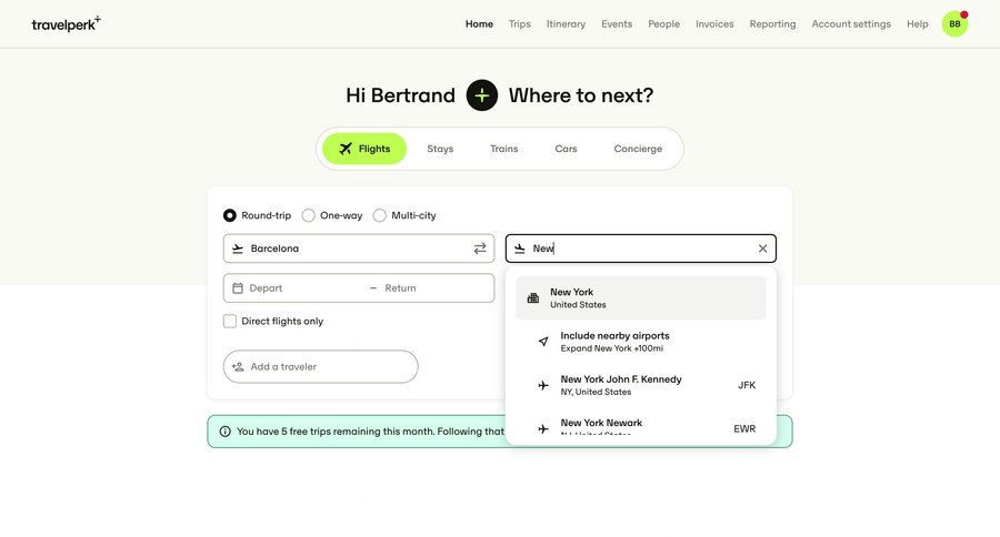Travelperk screen example