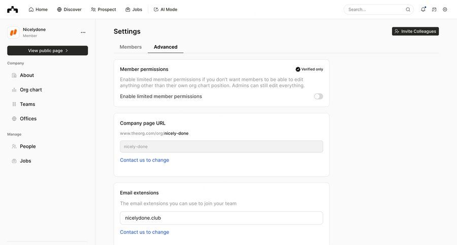 The org
			 configuration settings account management form account setup account settings permission management ui page example
