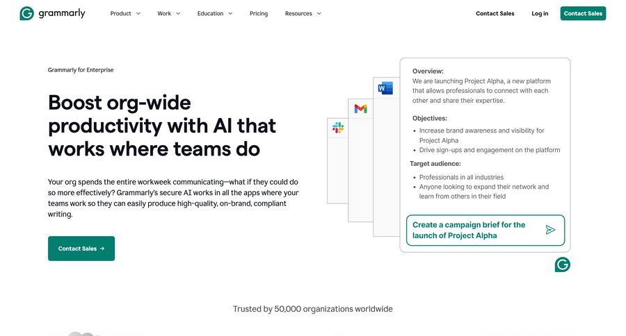 Grammarly
				enterprise ui page example
