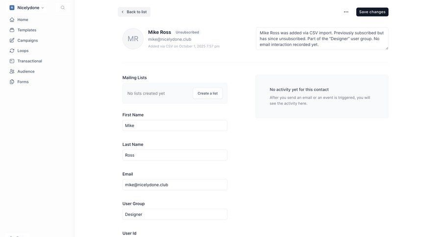 Loops screen example