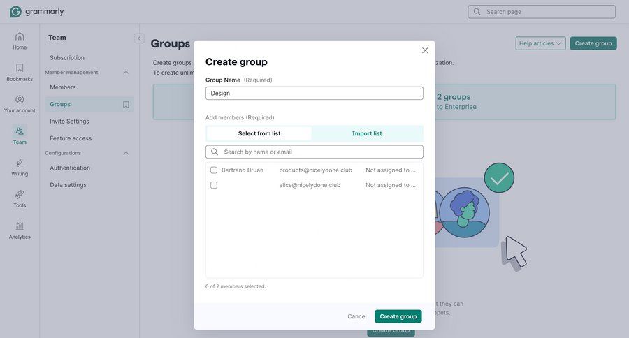 Grammarly screen example