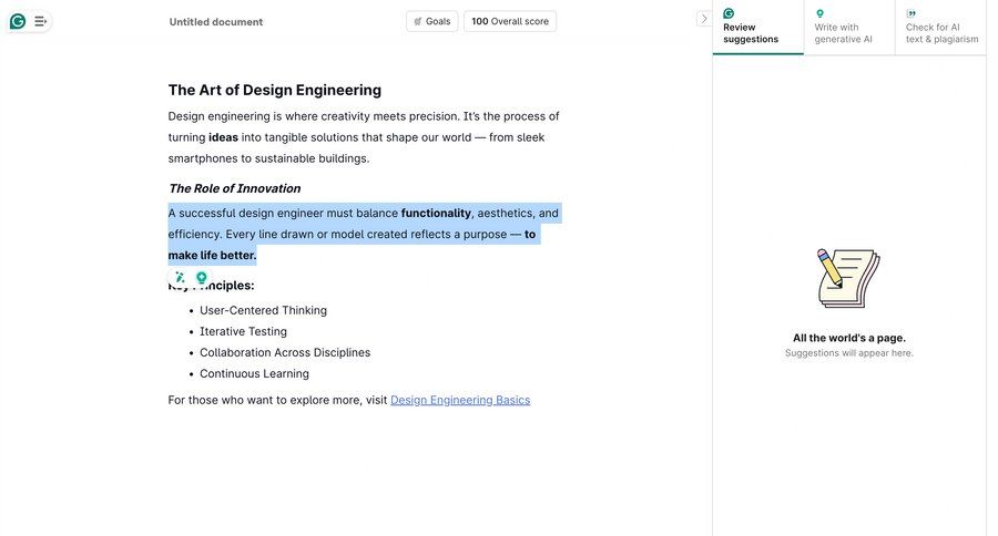 Grammarly screen example