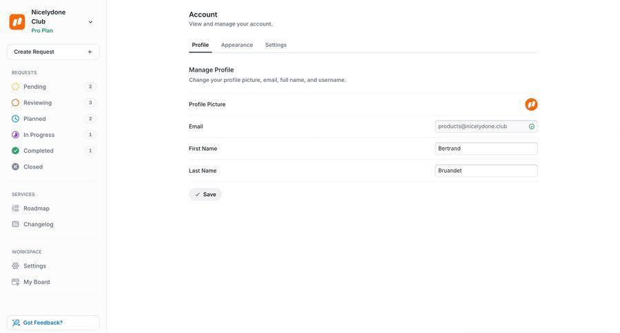 UserJot
			settings form account management account settings ux ui design
