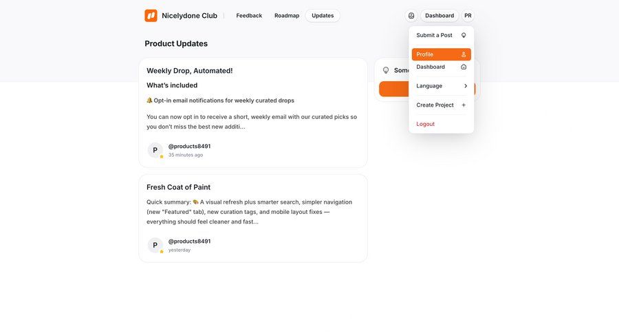UserJot
			 settings dashboard profile management menu ui page example