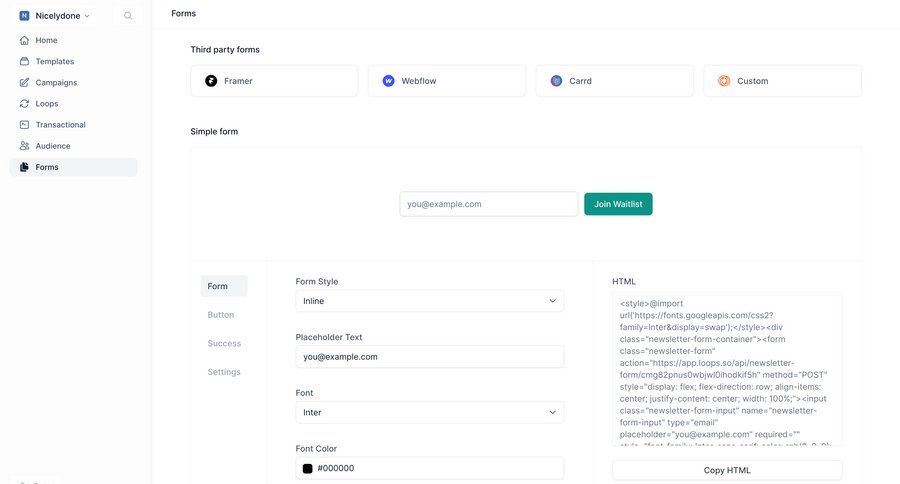 Loops
				settings ui page example