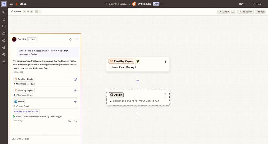 Zapier
			 modal screen configuration workflow onboarding automation workflow builder workflow screen automation setup setup integration chatbot ui page example