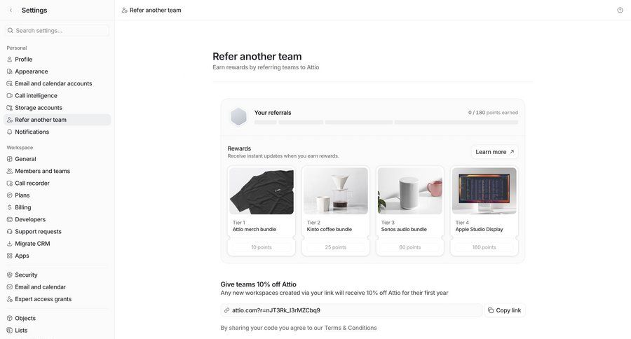 Attio
				settings ui page example