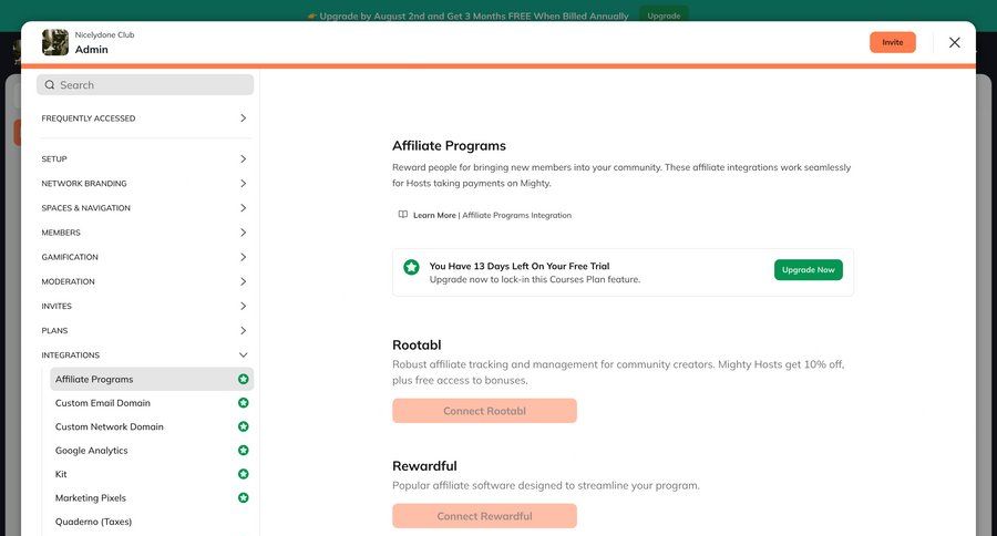 Mighty
			 settings onboarding account setup progress indicator integration management content hierarchy hierarchical navigation ui page example