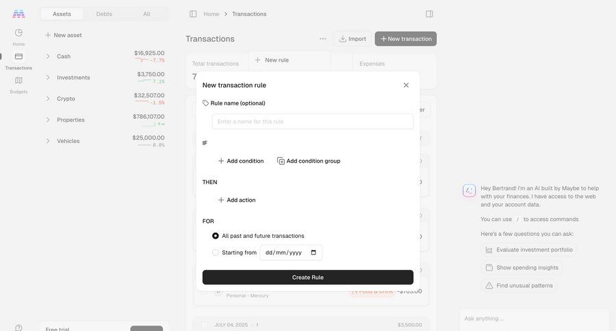 Maybe Finance screen example