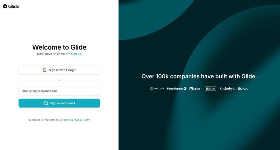 Glide
				signin page example
