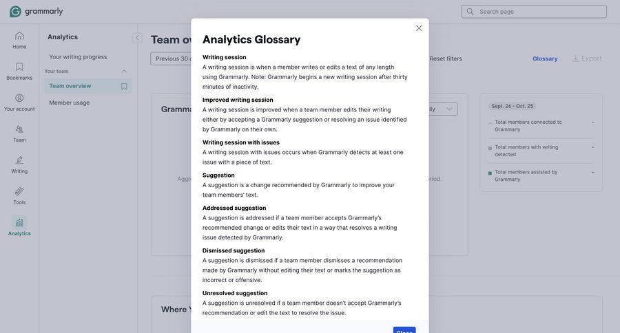 Grammarly screen example