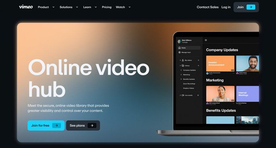 Vimeo
				feature page example