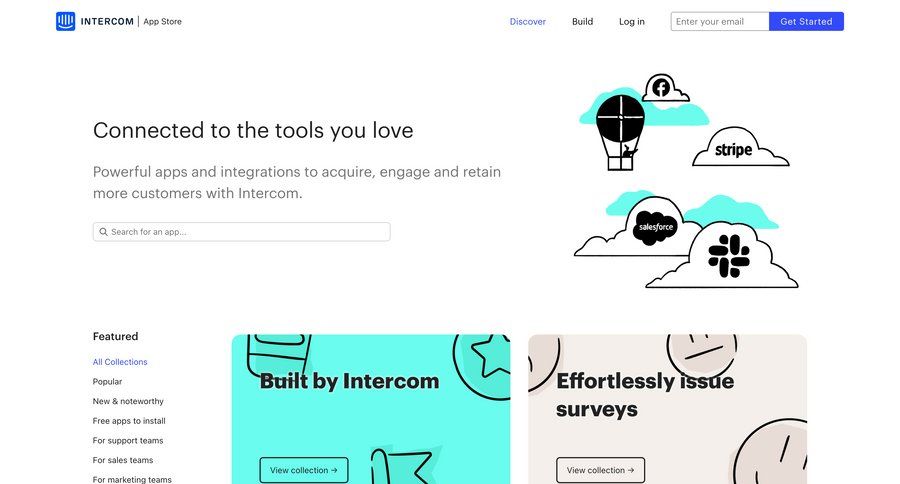 Intercom
			integrations resources tools integration customer support chat ui page example
