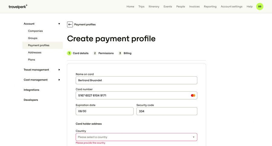 Travelperk screen example