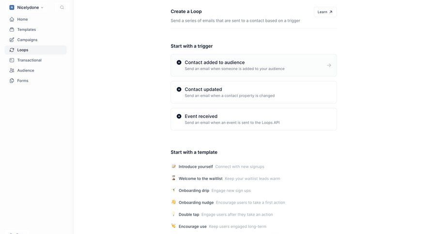 Loops screen example