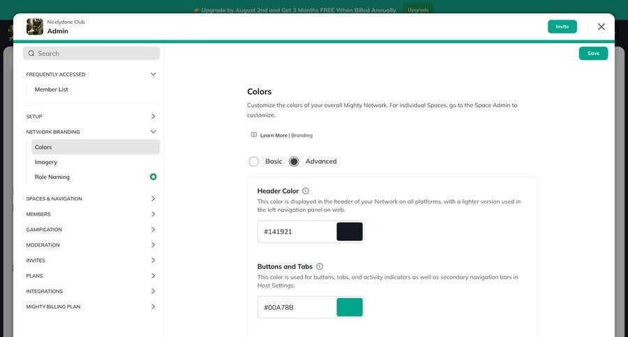 Mighty
			 configuration settings sidebar navigation design customize save changes ui page example
