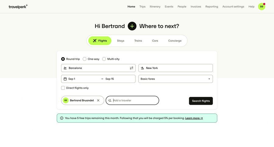 Travelperk screen example