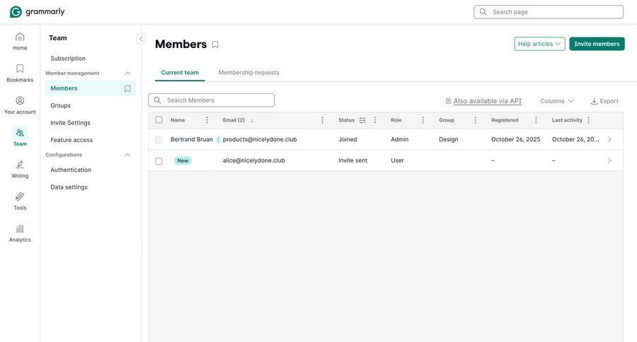 Grammarly screen example