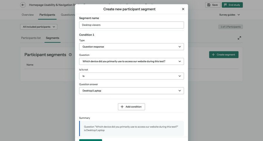 Optimal screen example